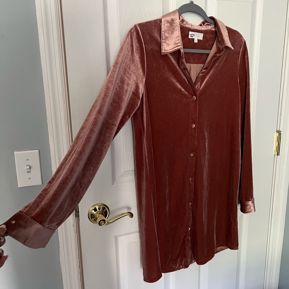 Revolve dress - By The Way Velvet Shirt Dress